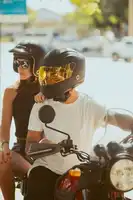 Casco Moto Vertigo Vintage Retro Full Face Gold Ed