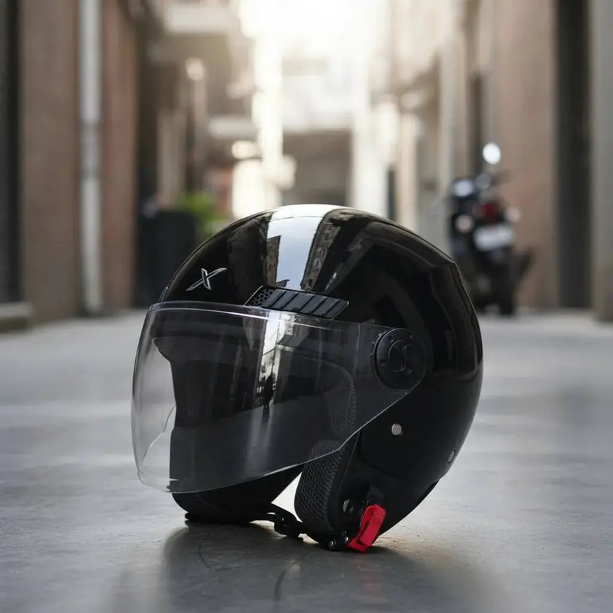 Casco Moto Abierto Con Visor Axor Kioto Solid Doble Certificación