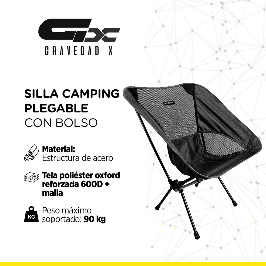 Silla Camping Plegable Reforzada Kushiro C/bolso