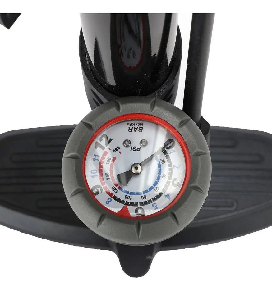 Inflador De Pie Con Manómetro Bicicleta 90 Psi