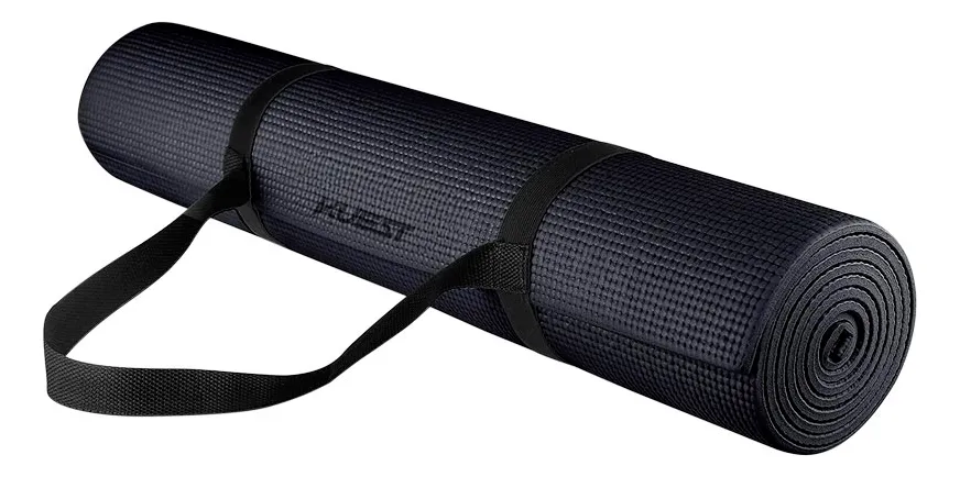 Colchoneta Mat Enrollable Fit Active Yoga Pilates Fitness Negra