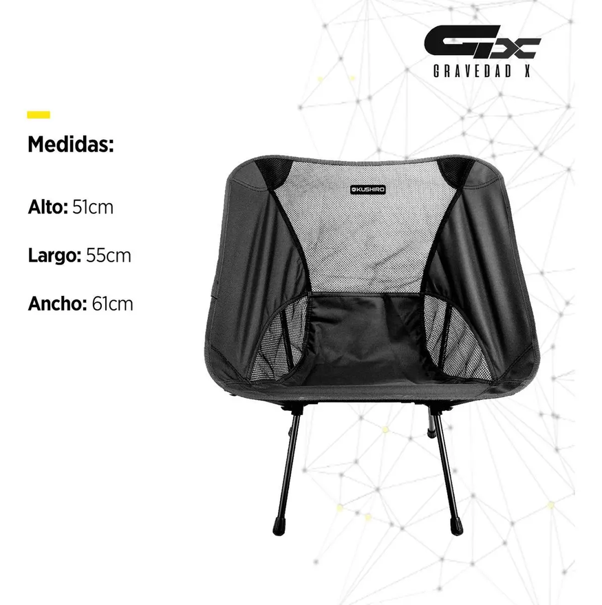 Silla Camping Plegable Reforzada Kushiro C/bolso