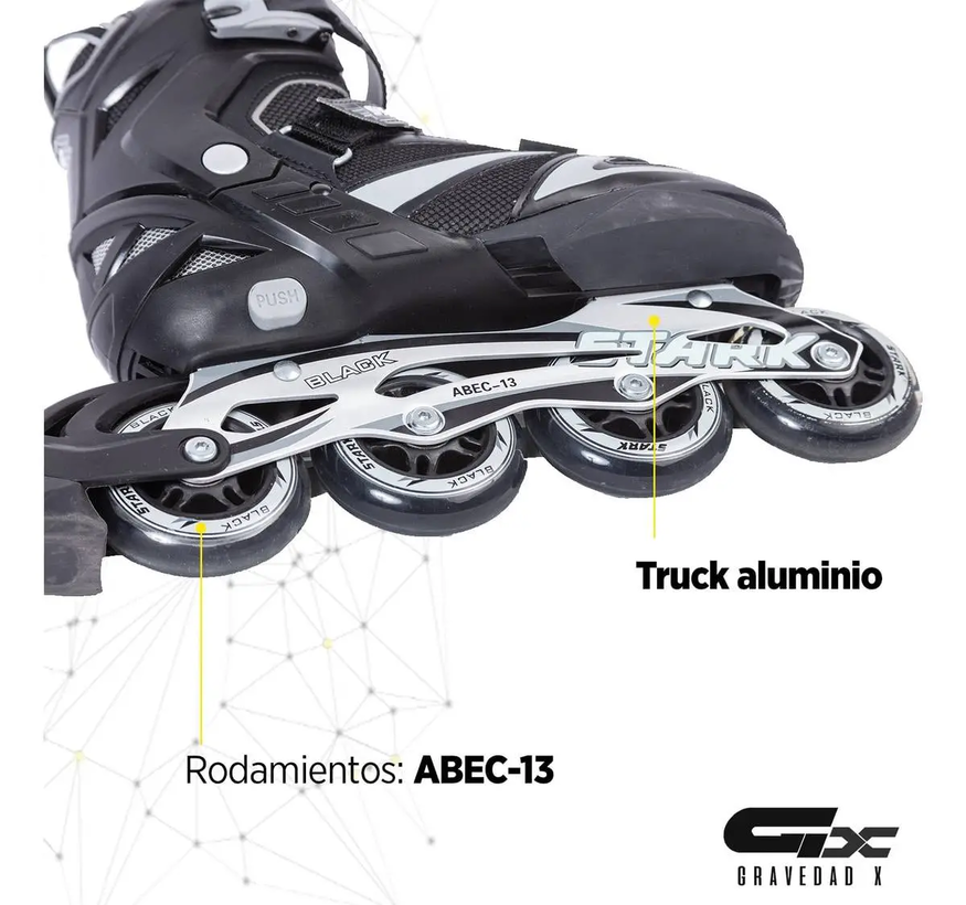 Rollers Patin Stark Black Extensible Ruedas Pu