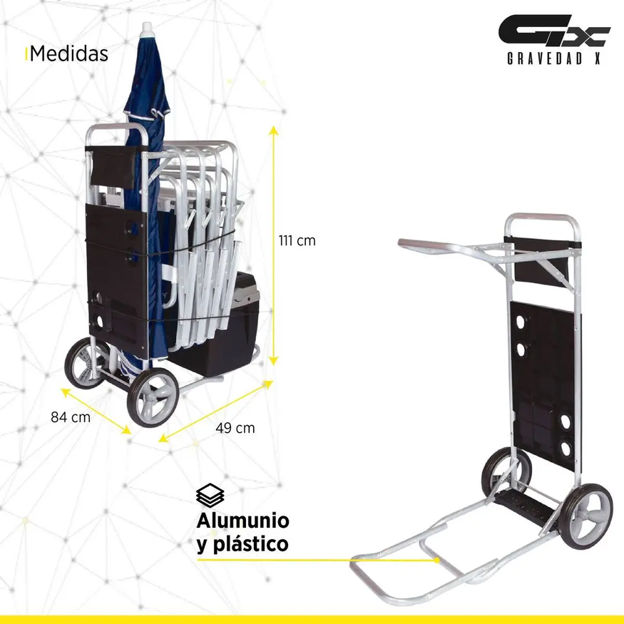 Carrito De Playa Aluminio Mor Soporte Conservadora