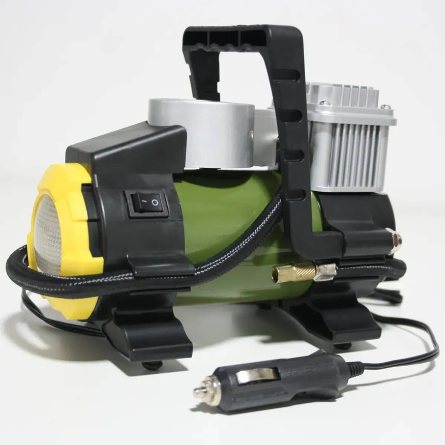 Compresor De Aire Mini Portátil Con Luz Led 12v Driven Verde
