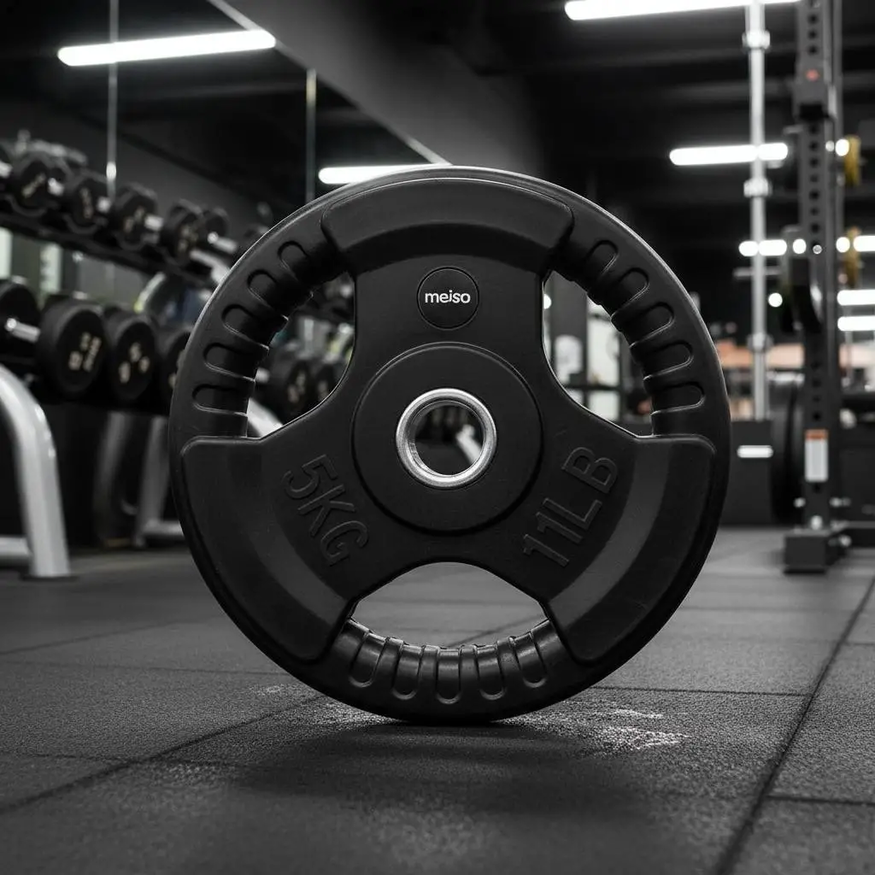 Disco Engomado Con Agarre 5kg 30mm Pesas Gym Fit