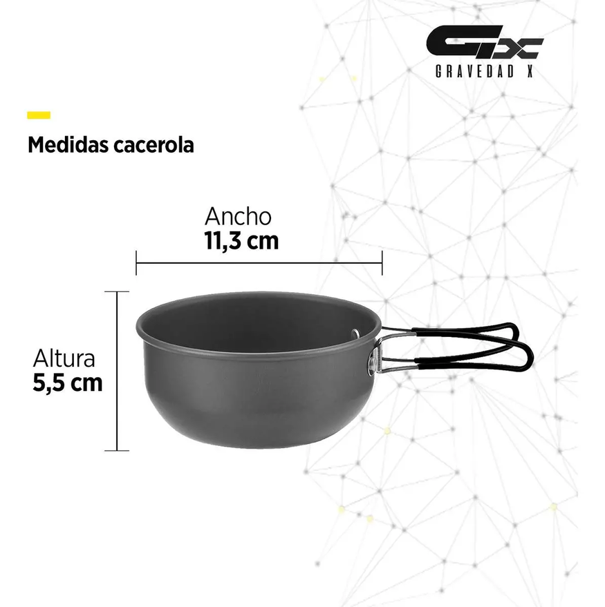 Set Sarten Olla Marmita Camping 3 Piezas Aluminio