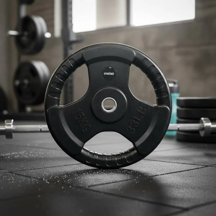 Disco Engomado Con Agarre 15kg 30mm Pesas Gym Fit