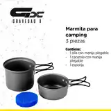 Set Sarten Olla Marmita Camping 3 Piezas Aluminio