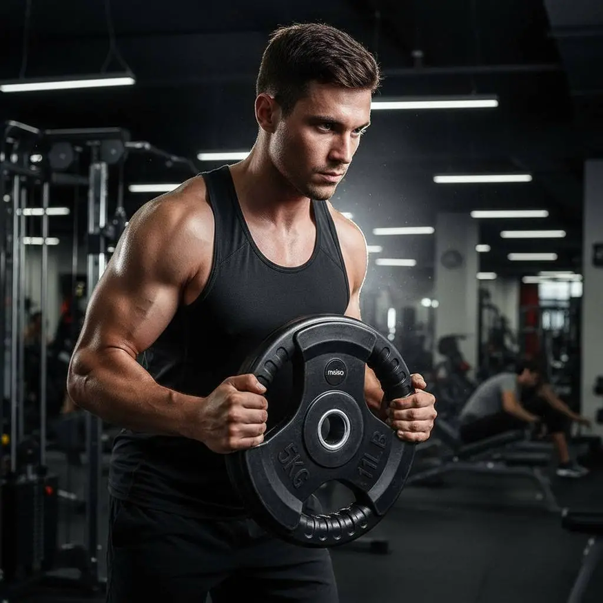 Disco Engomado Con Agarre 5kg 30mm Pesas Gym Fit