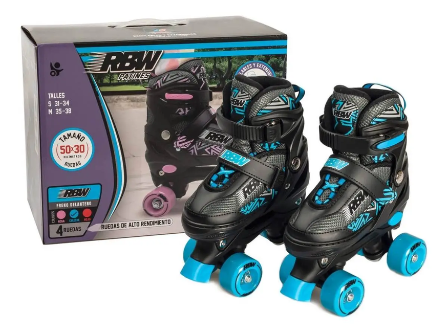 Patines 4 Ruedas Extensible Rbw Con Protecciones