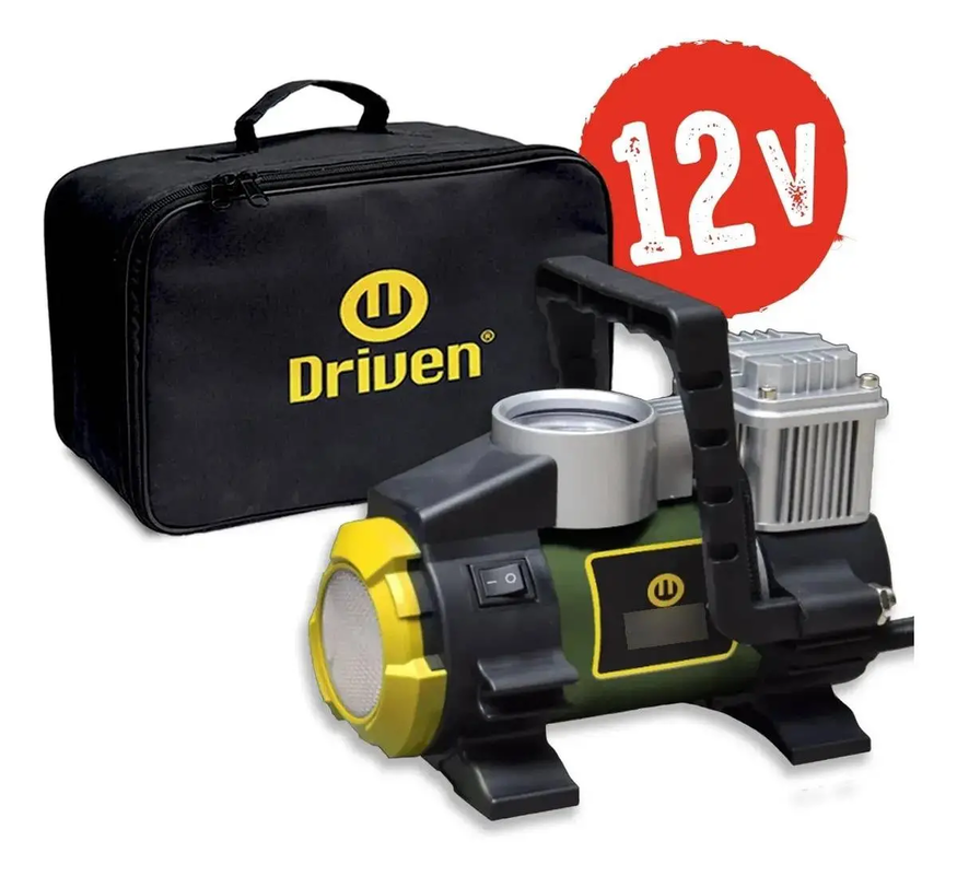 Compresor De Aire Mini Portátil Con Luz Led 12v Driven Verde