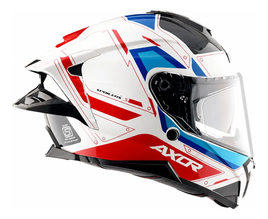 Casco Moto Axor Brutale Doble Visor Con Pinlock Doble Alerón B-R BRILLO L