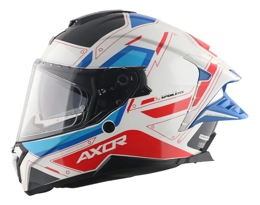 Casco Moto Axor Brutale Doble Visor Con Pinlock Doble Alerón B-R BRILLO L