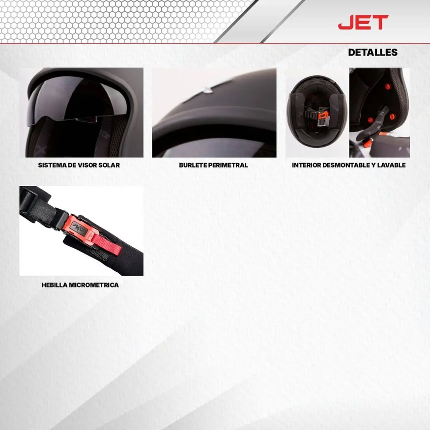 Casco Moto Abierto Retro Axor Jet Solid Visor Solar