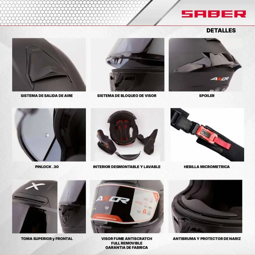 Casco Moto Integral Axor Saber Solid Doble Certificación