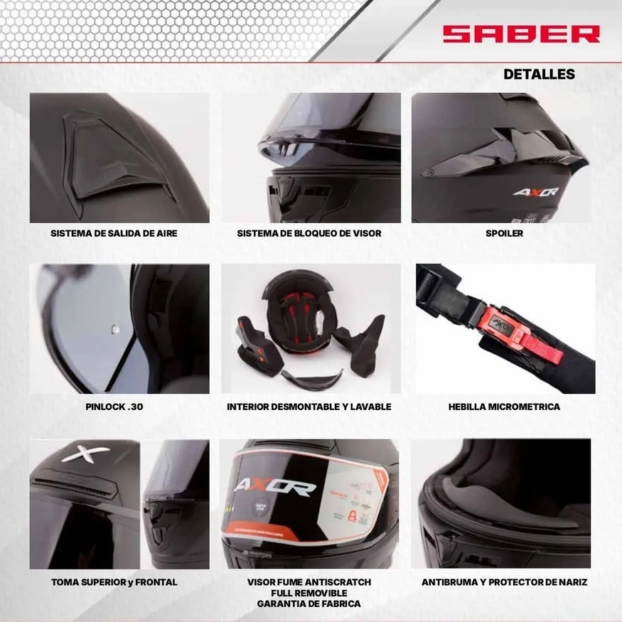 Casco Moto Integral Axor Saber Shadow Doble Certificación