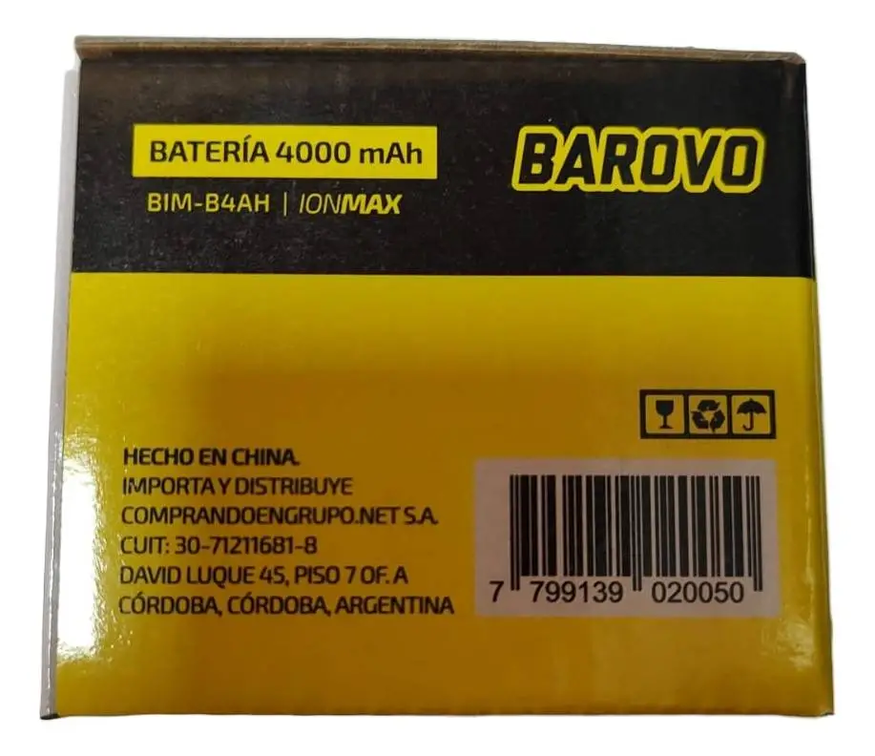 Batería 4000 Mah Ionmax Barovo Doble Puerto Carga