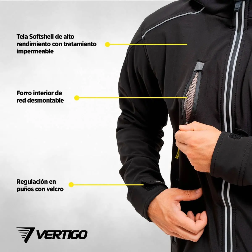 Campera Vertigo Softshell Desmontable Protección