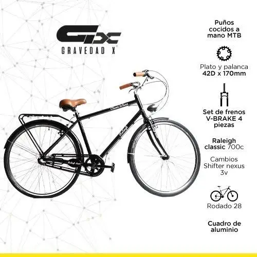 Bicicleta Raleigh Paseo Nexus R28 3v Aluminio