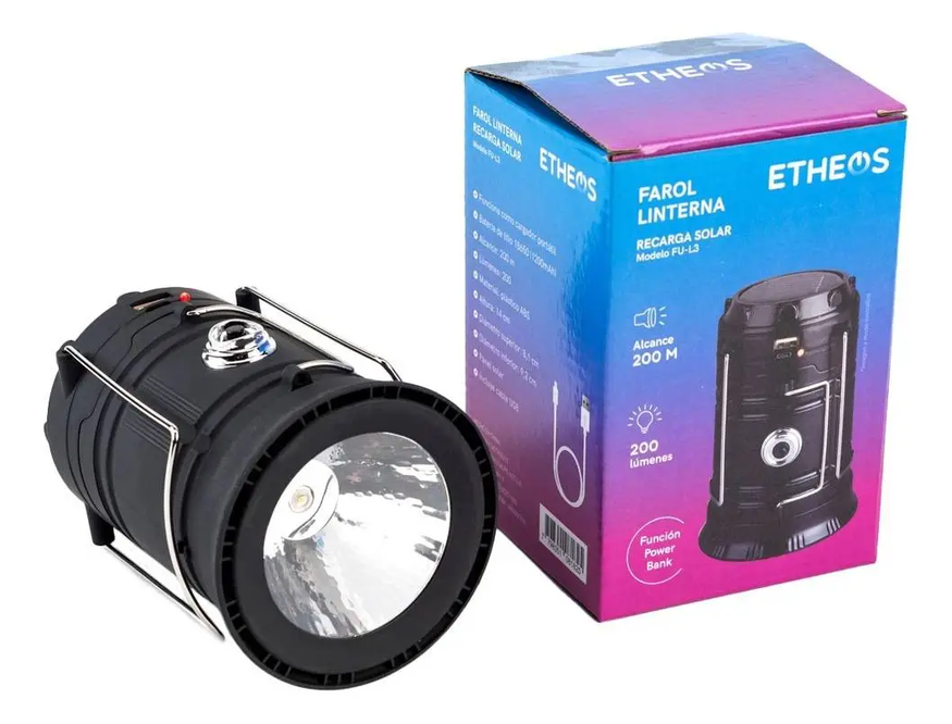 Farol Linterna Camping Recargable Alcance 200m