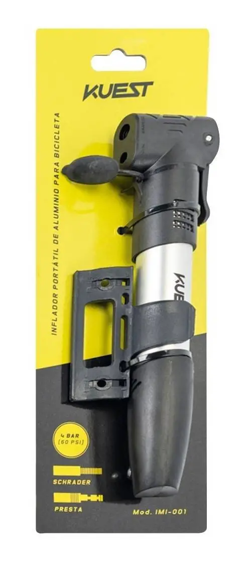Inflador De Mano Kuest Aluminio Para Bicicleta