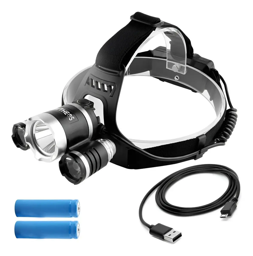 Linterna Cabeza Minero 3 Led Vincha Recargable