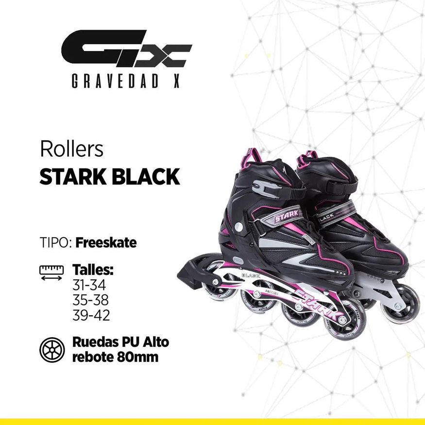Rollers Patin Stark Black Extensible Ruedas Pu