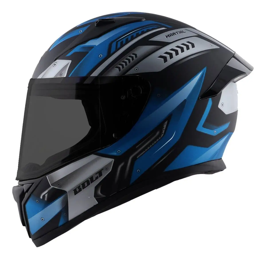 Casco Moto Integral Vertigo Bolt Martial Alerón Visor Fume