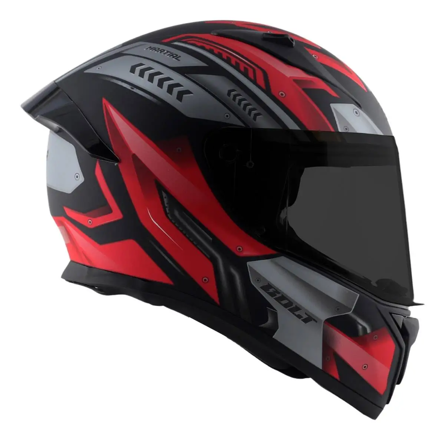 Casco Moto Integral Vertigo Bolt Martial Alerón Visor Fume