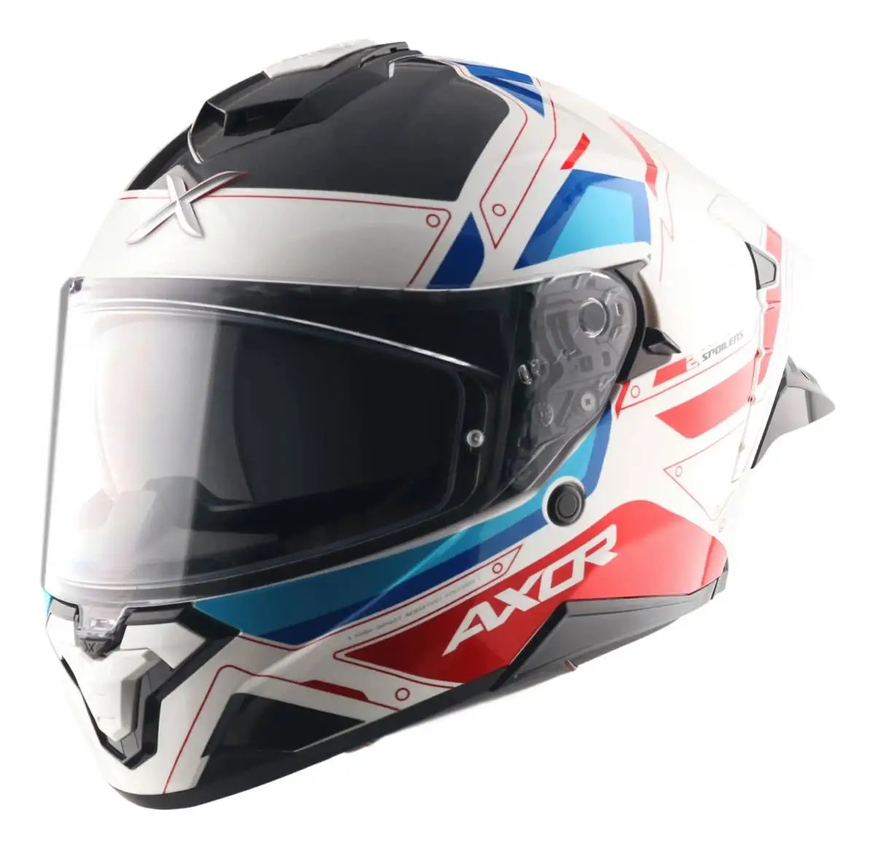 Casco Moto Axor Brutale Doble Visor Con Pinlock Doble Alerón B-R BRILLO L