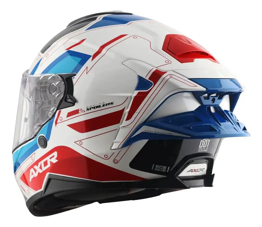 Casco Moto Axor Brutale Doble Visor Con Pinlock Doble Alerón B-R BRILLO L