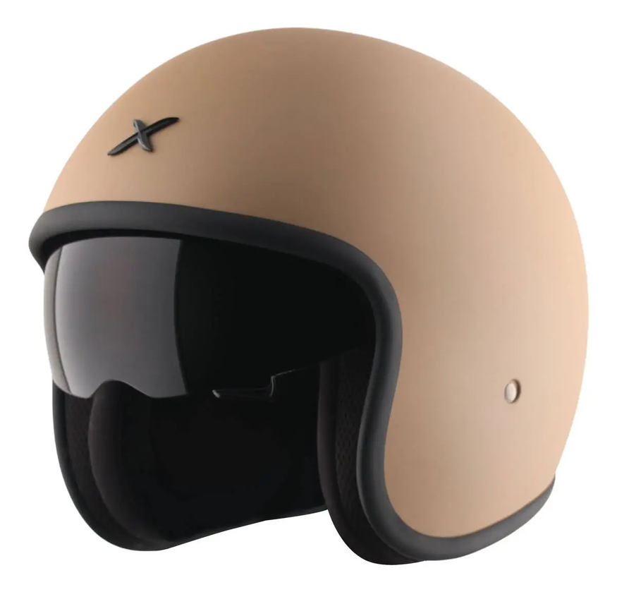 Casco Moto Abierto Retro Axor Jet Solid Visor Solar