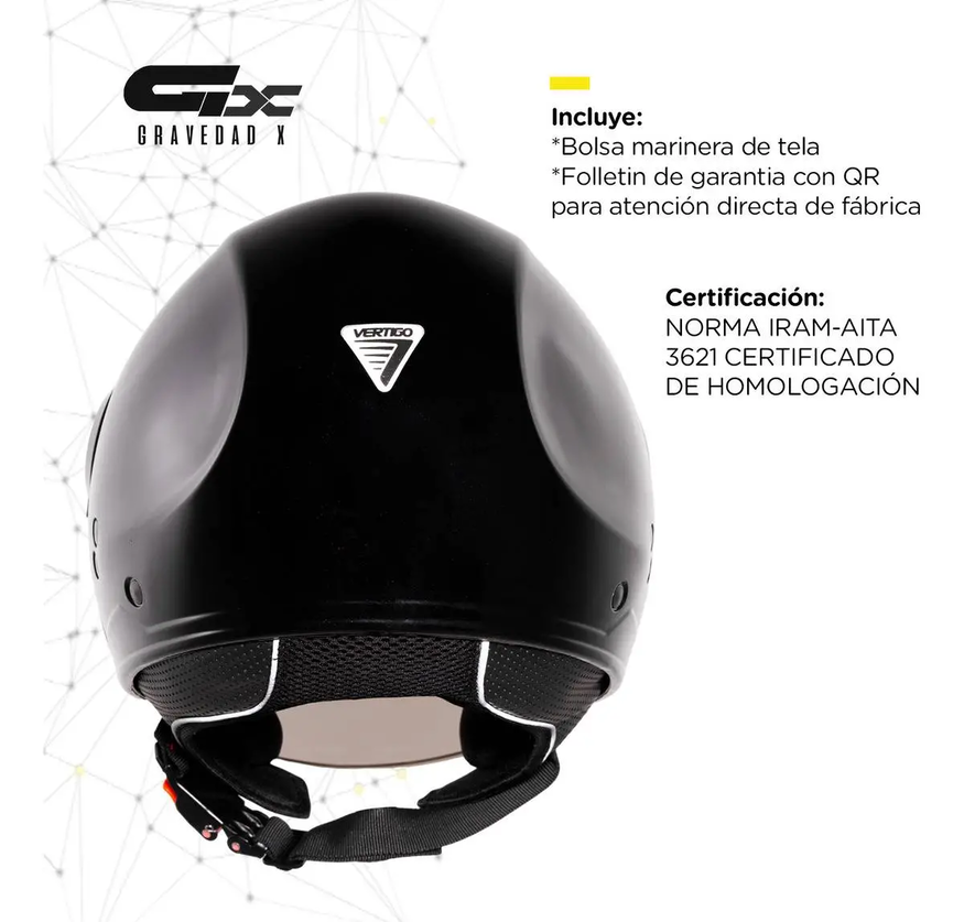 Casco Moto Abierto Vertigo V20 Driver Solid Visor