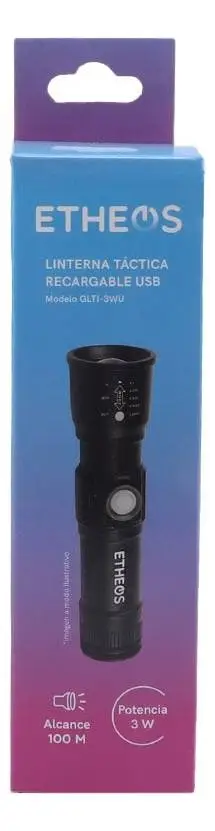 Linterna Tactica Recargable Usb Etheos 3w 100m