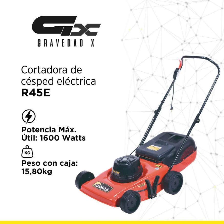 Cortadora Césped Eléctrica 1600w 6 Posiciones