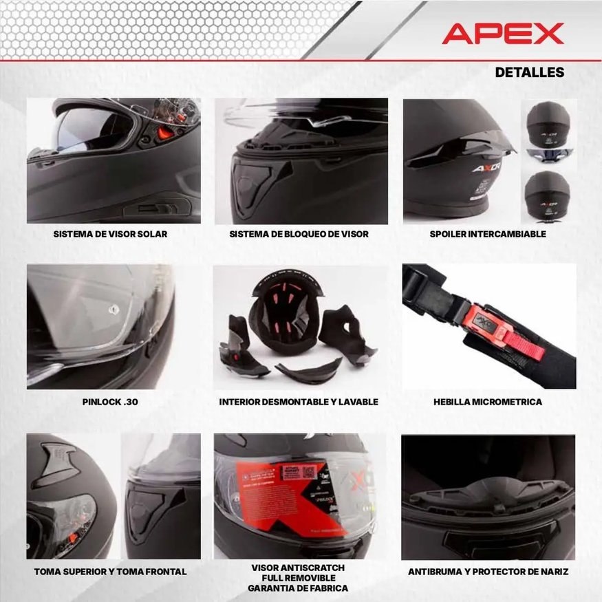 Casco Moto Integral Axor Apex GRAFICAS Doble Visor Apto Pinlock
