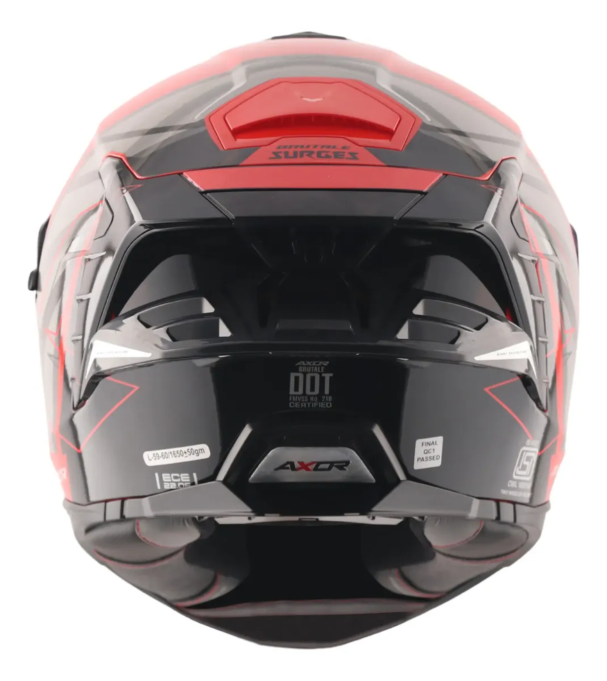 Casco Moto Axor Brutale Doble Visor Con Pinlock Doble Alerón B-R BRILLO L