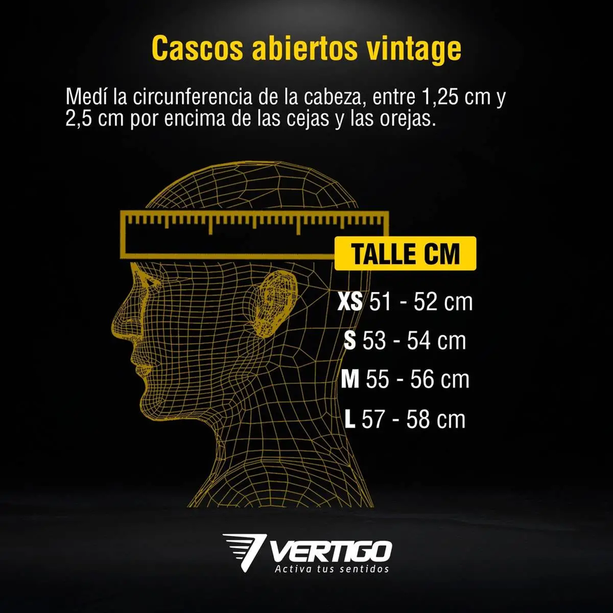 Casco Moto Abierto Vertigo Vintage Old School