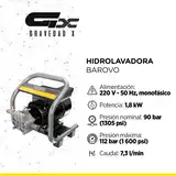 Hidrolavadora Barovo Motor Monofásico 1,8kw 8mts Manguera