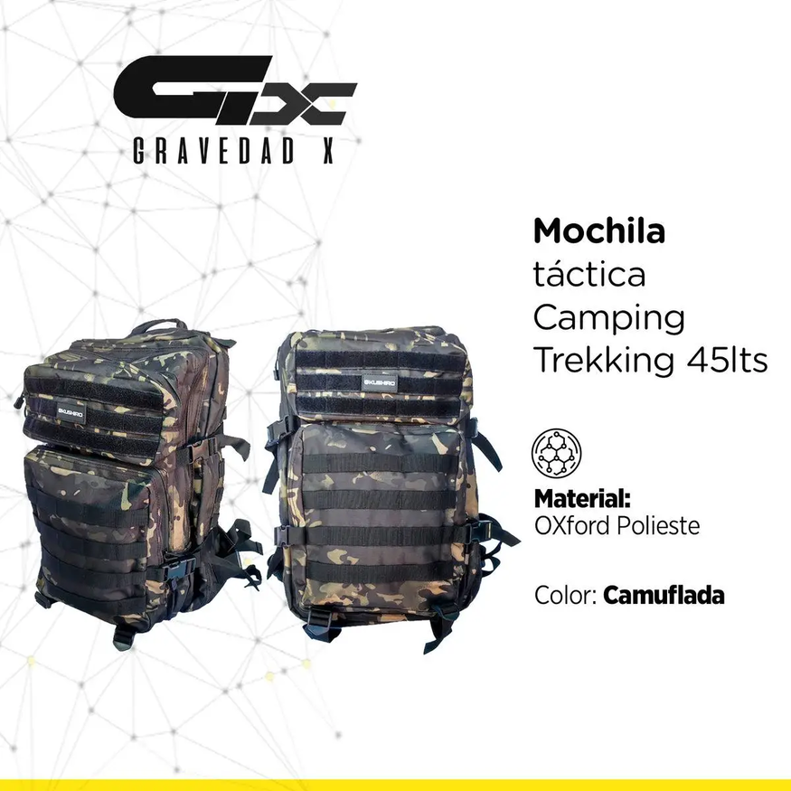 Mochila Táctica Camping Trekking Mochilero 45 L