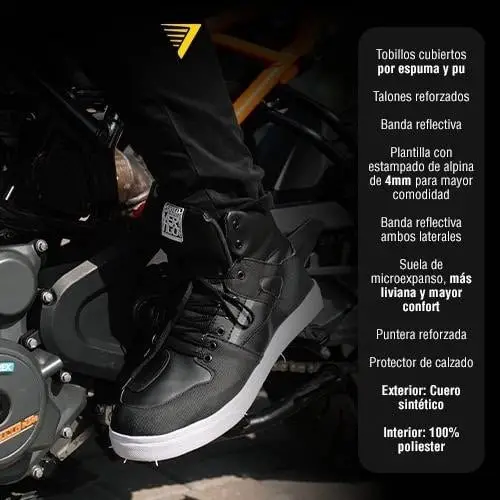 Zapatillas Botas Moto Vértigo Ecocuero C/refuerzo