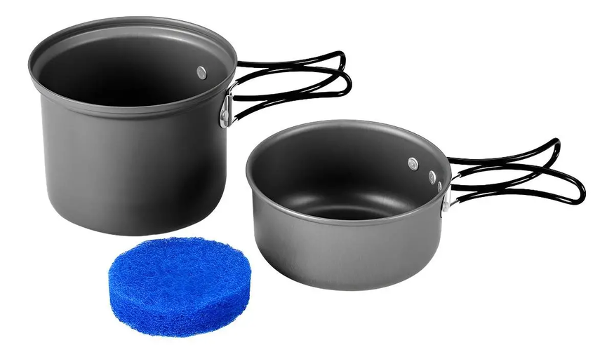 Set Sarten Olla Marmita Camping 3 Piezas Aluminio