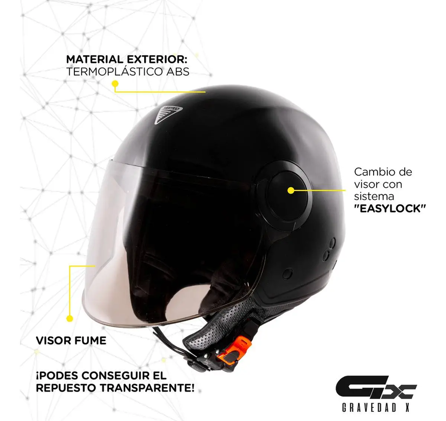 Casco Moto Abierto Vertigo V20 Driver Solid Visor
