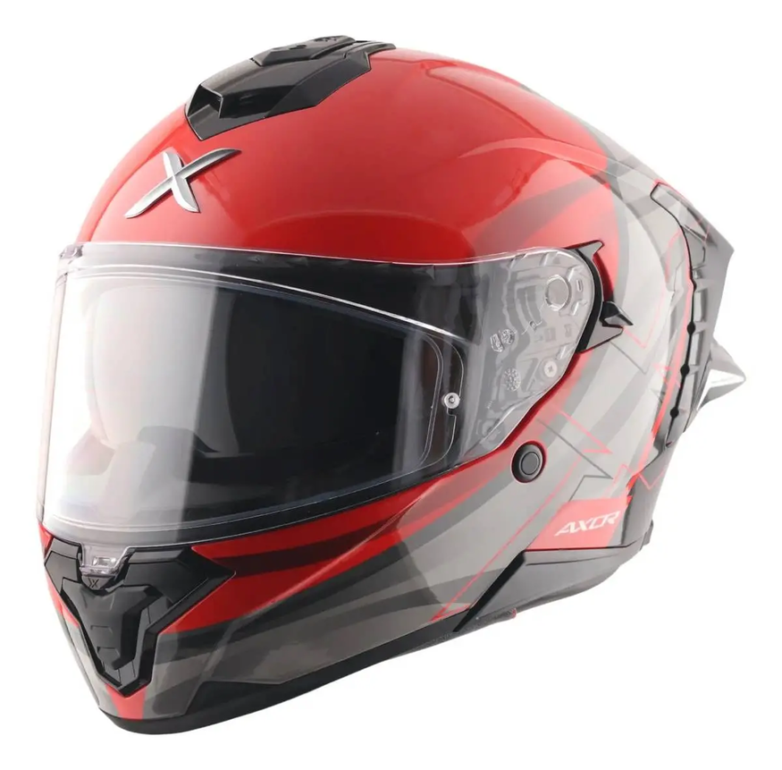 Casco Moto Axor Brutale Doble Visor Con Pinlock Doble Alerón B-R BRILLO L