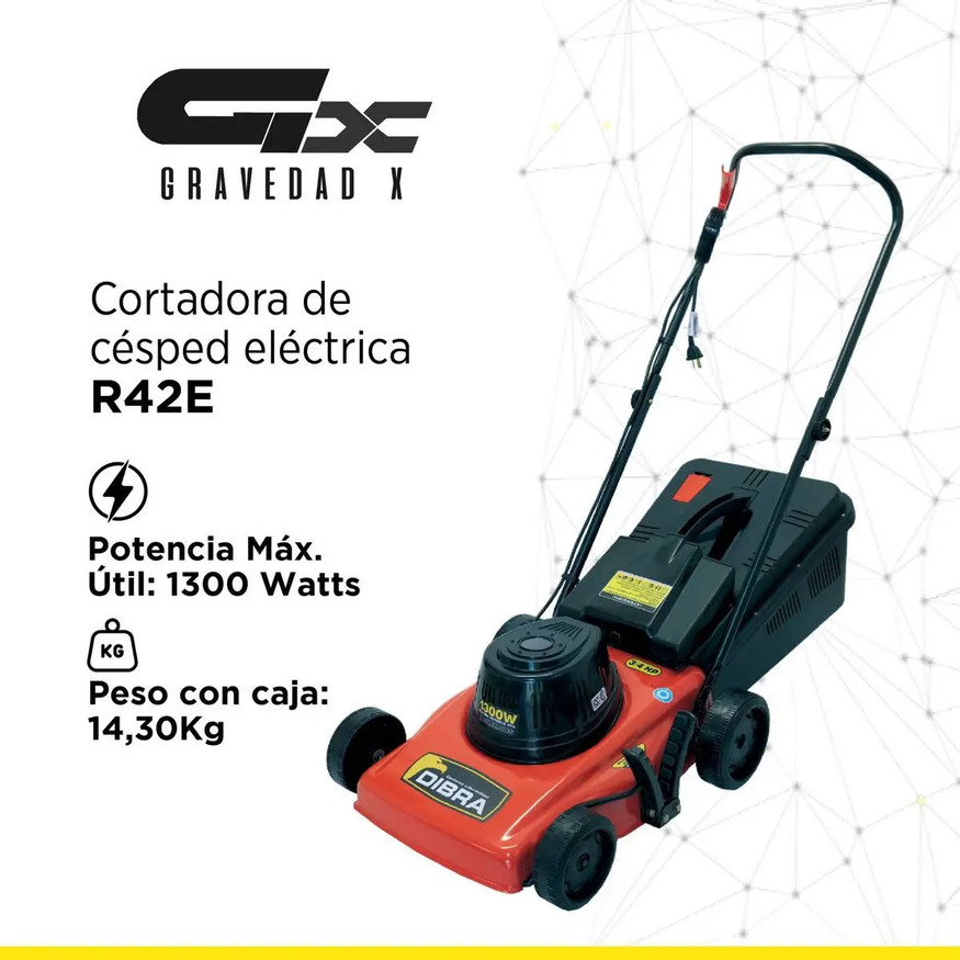 Cortadora Césped Eléctrica 6 Posiciones Canasto