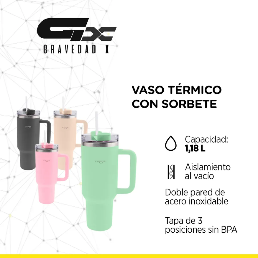 Vaso Térmico Con Sorbete 1.18l Acero Vonne