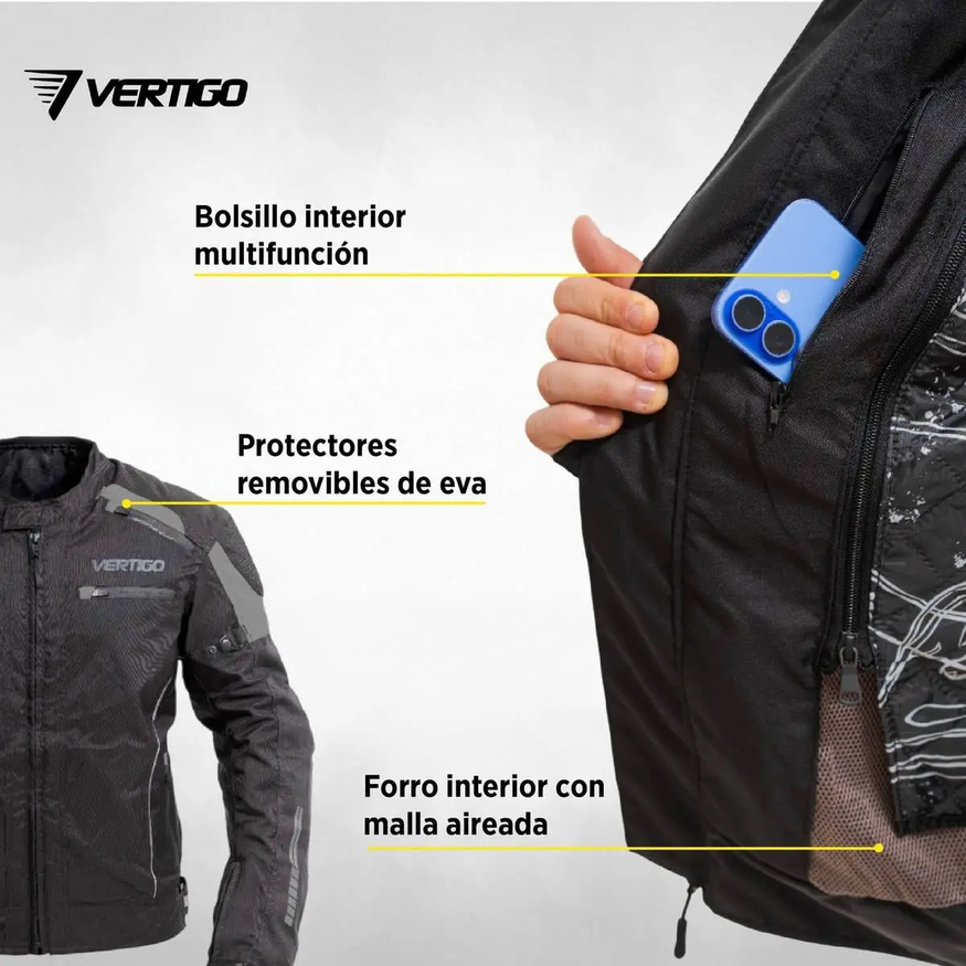 Campera Vertigo Cordura Desmontable Protecciones